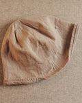 Wildfool Washed Linen Docker Cap in Khaki — front view showing six-panel construction