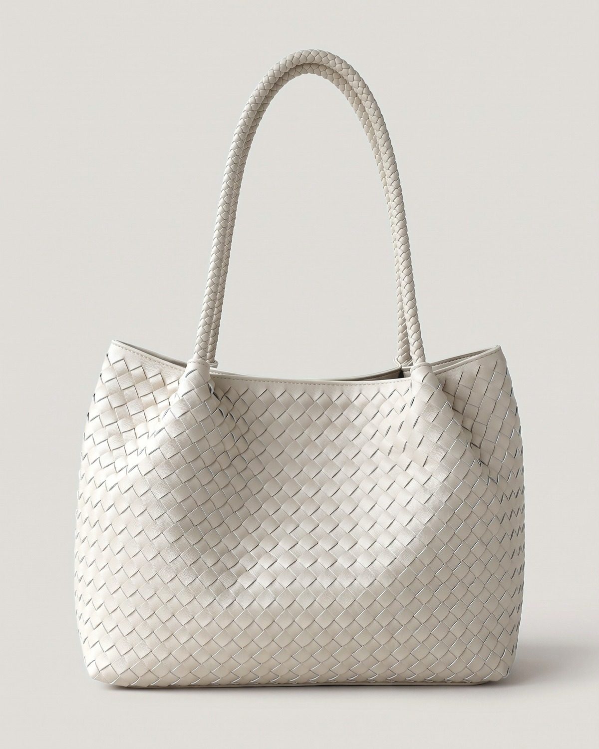 Wildfool The Vicenza Woven Tote in Ivory, ivory woven tote bag with braided handles