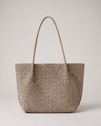 Wildfool The Perugia Woven Tote in Taupe, taupe woven suede-finish cowhide slouchy tote