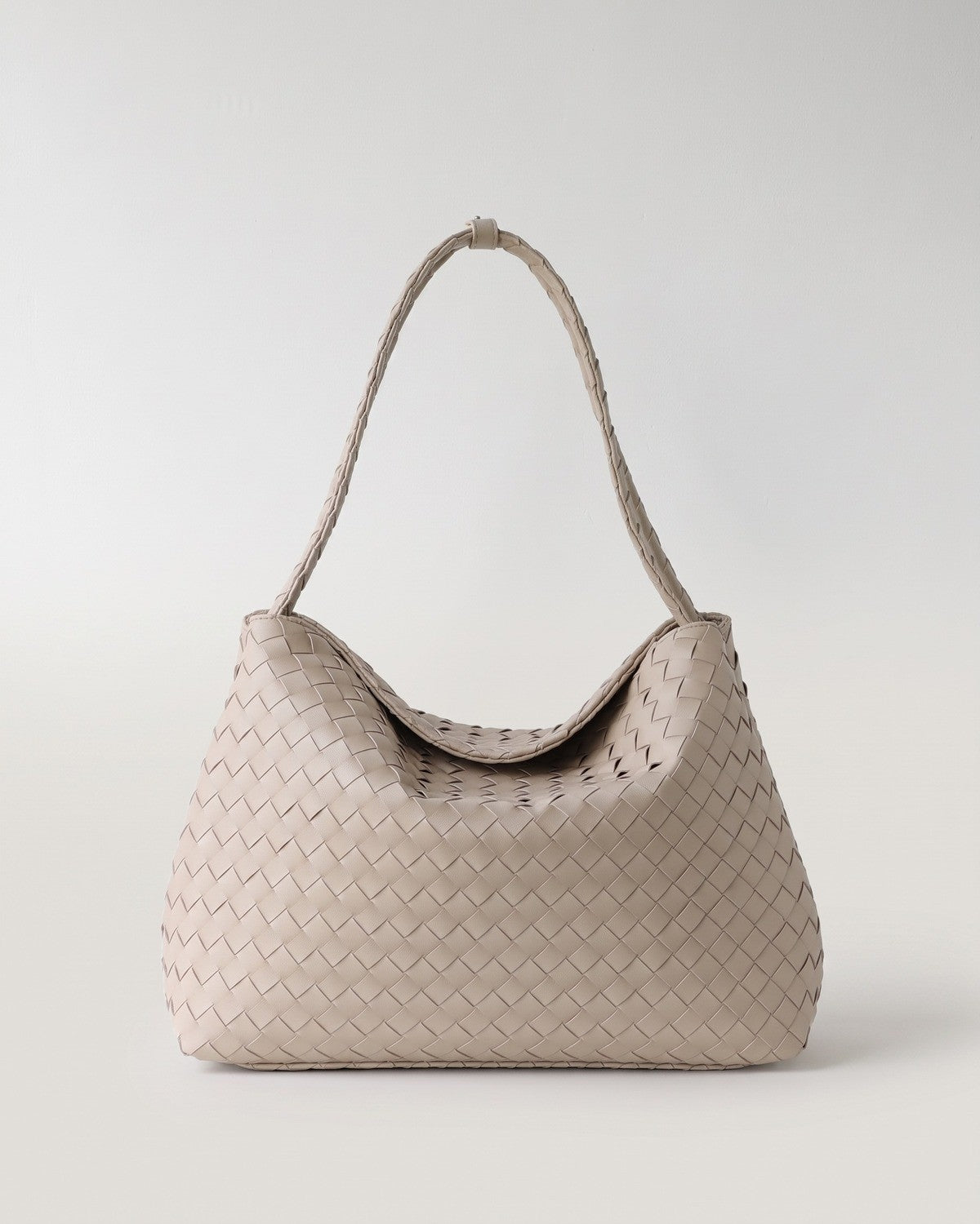 Wildfool The Treviso Woven Hobo in Beige, beige woven slouchy hobo with long handles