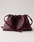 Wildfool The Assisi Chain Pouch in Burgundy, burgundy woven lambskin cloud bag with chain strap