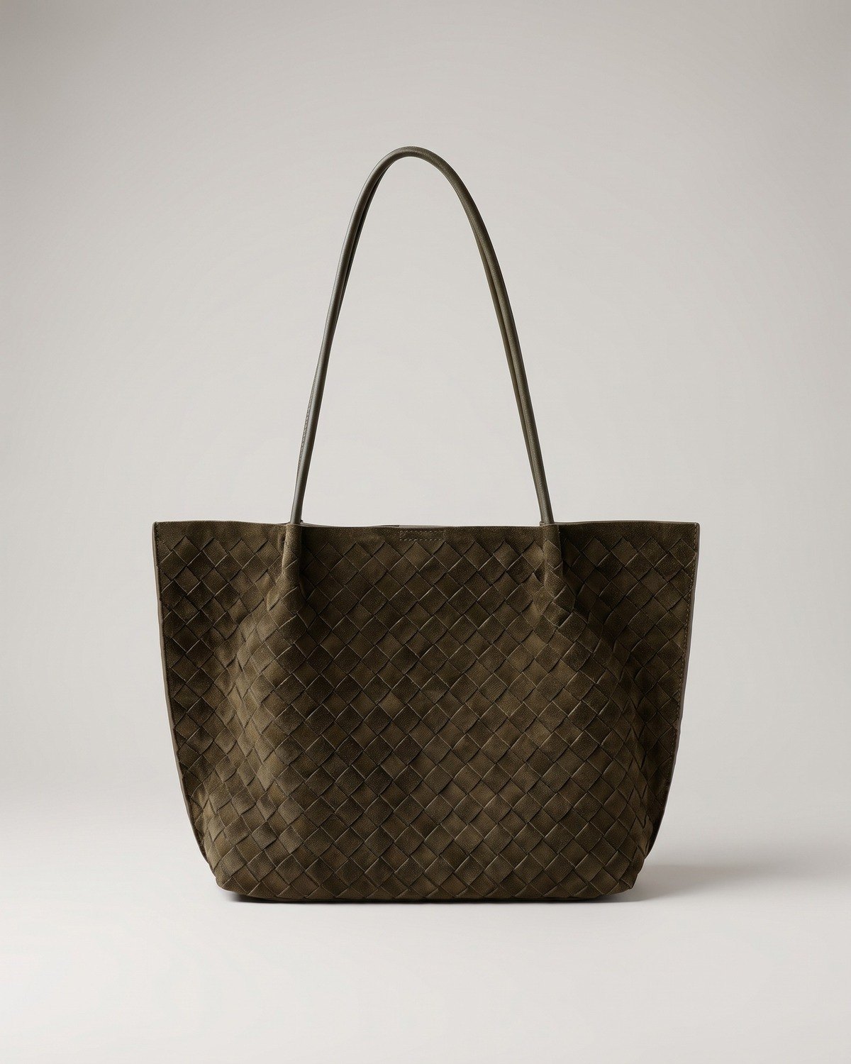 Wildfool The Perugia Woven Tote in Olive, olive green woven brushed cowhide tote