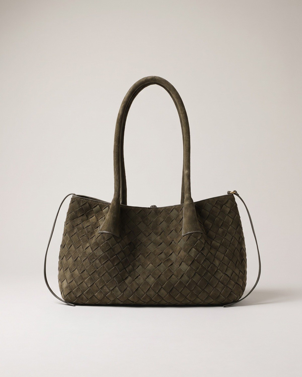 Wildfool The Arezzo Woven Tote in Olive, olive green woven suede-finish tote bag