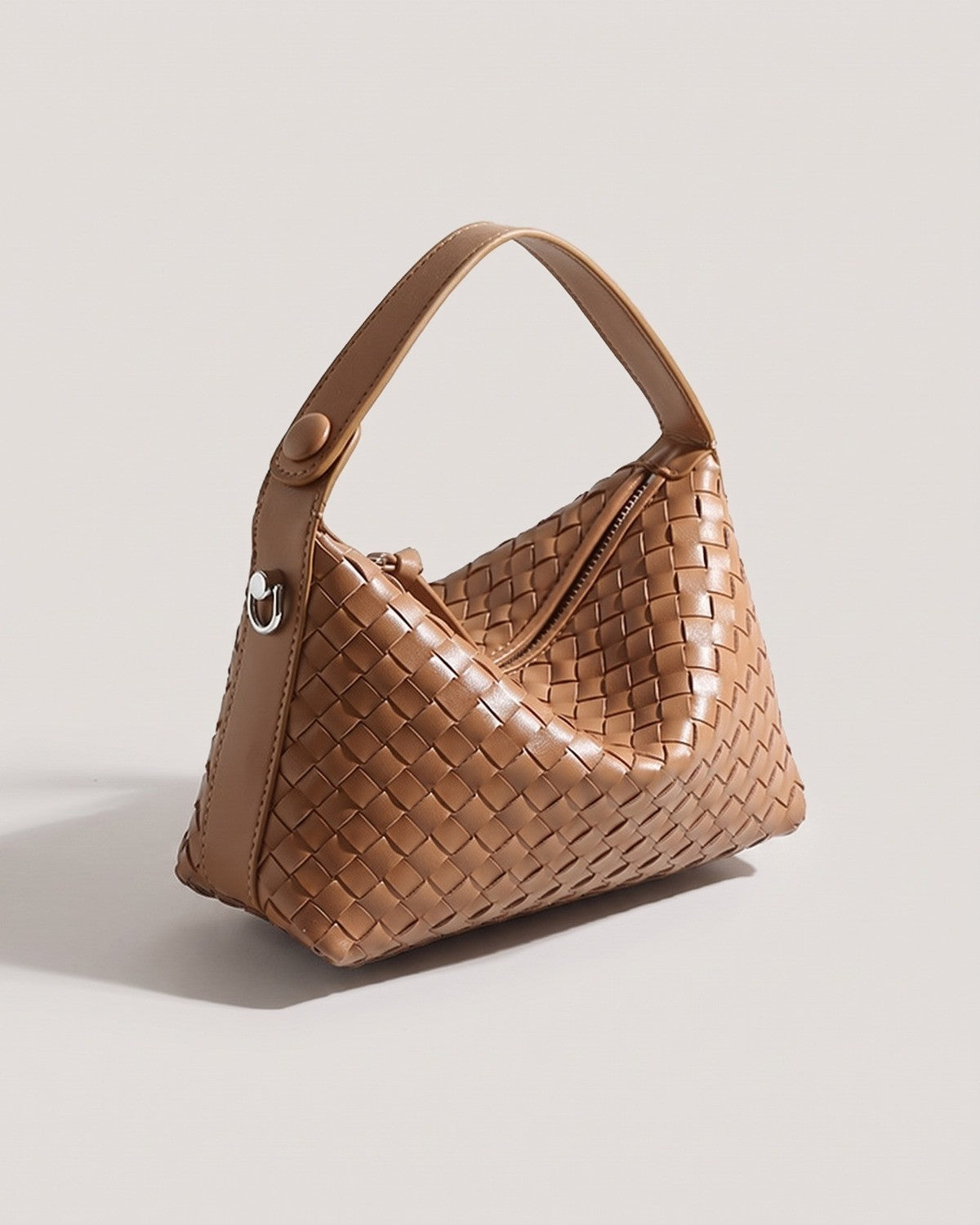 Wildfool The Parma Woven Mini Hobo in Caramel, caramel woven leather mini hobo with wide handle