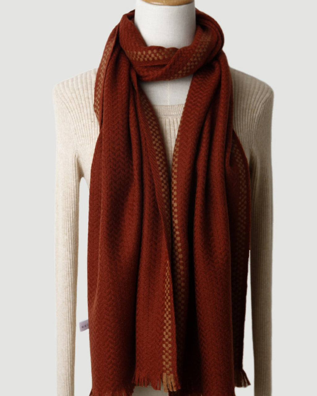 The Herringbone Wool Scarf in Burgundy