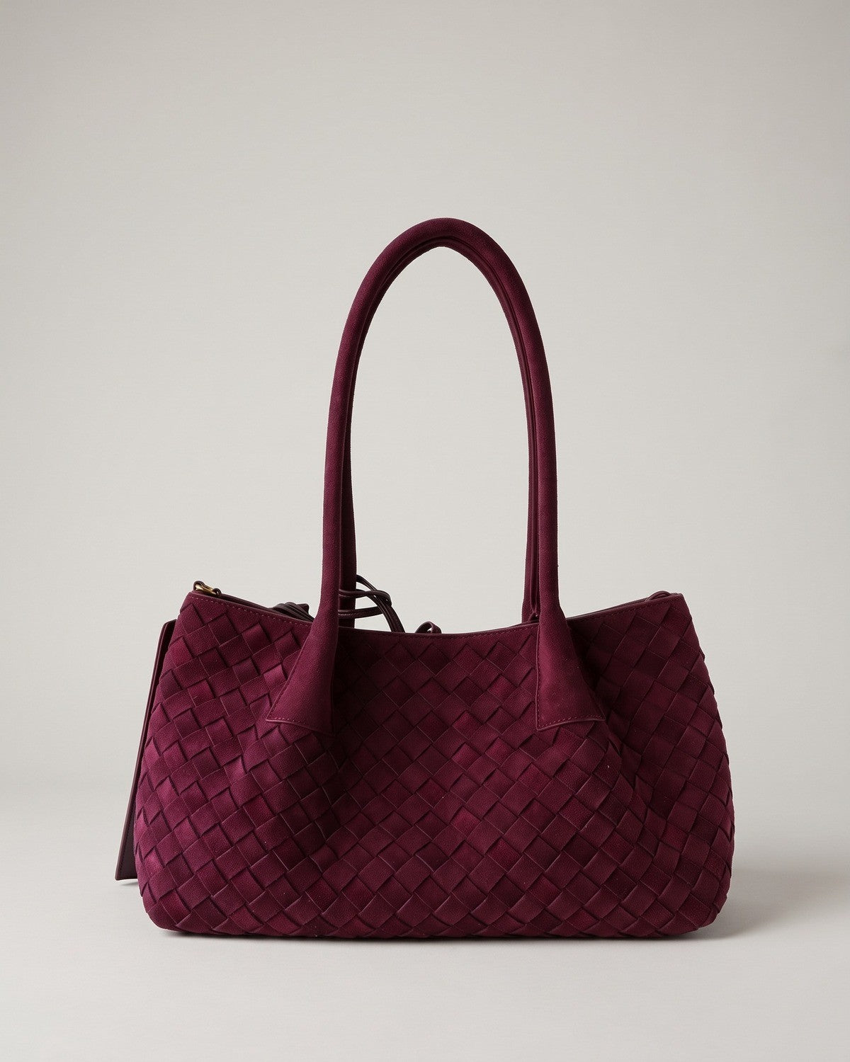 Wildfool The Arezzo Woven Tote in Burgundy, deep burgundy woven brushed cowhide tote