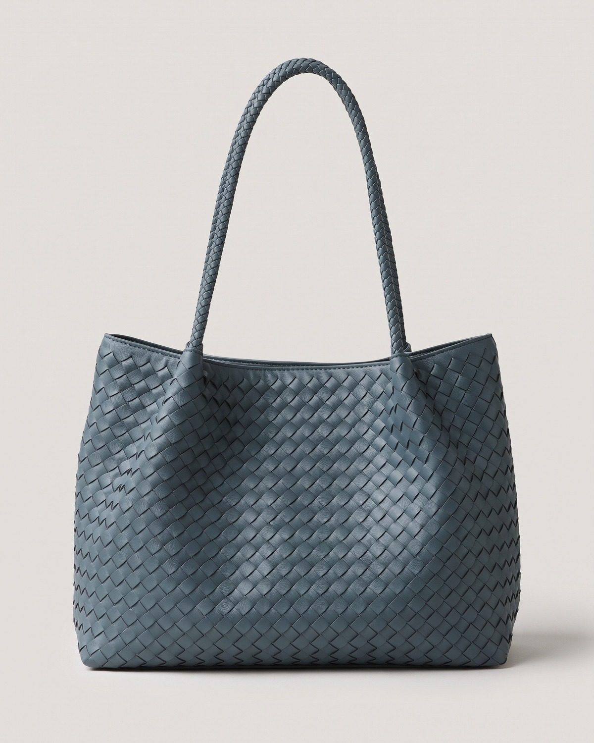 Wildfool The Vicenza Woven Tote in Dusty Blue, dusty blue woven tote with rope handles
