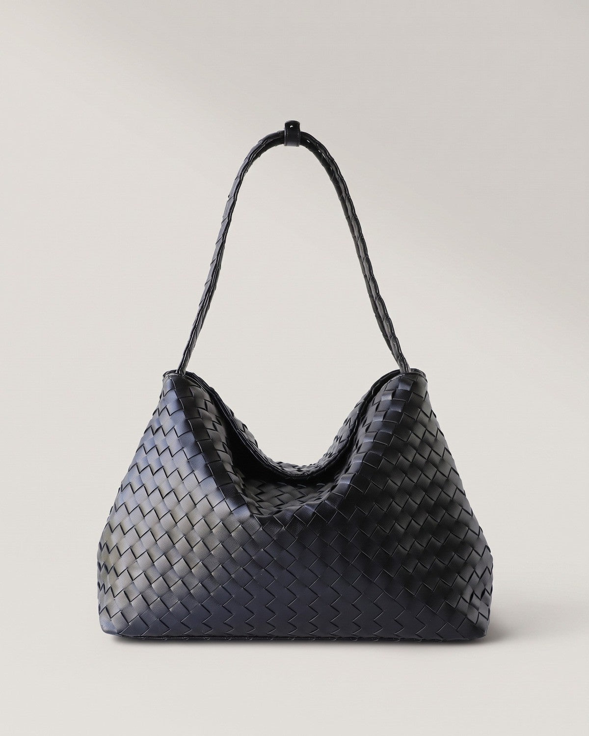 Wildfool The Treviso Woven Hobo in Black, black slouchy woven hobo with centre zip compartment