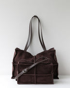 Wildfool The Urbino Patchwork Tote in Espresso, front view