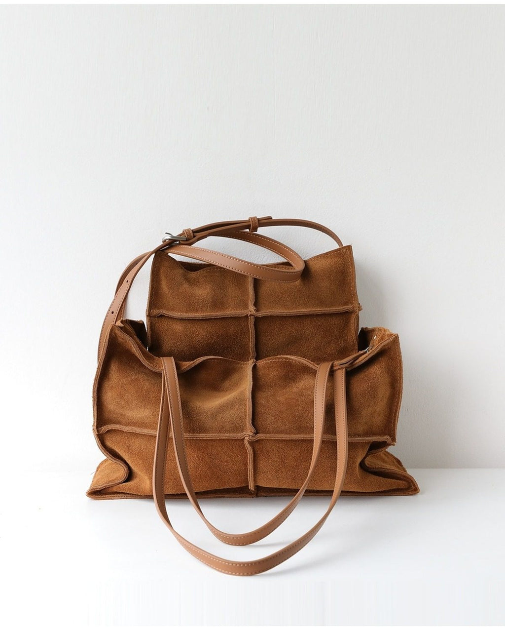 Wildfool The Urbino Patchwork Tote in Caramel, front view