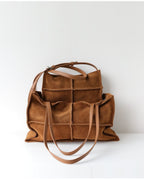 Wildfool The Urbino Patchwork Tote in Caramel, front view