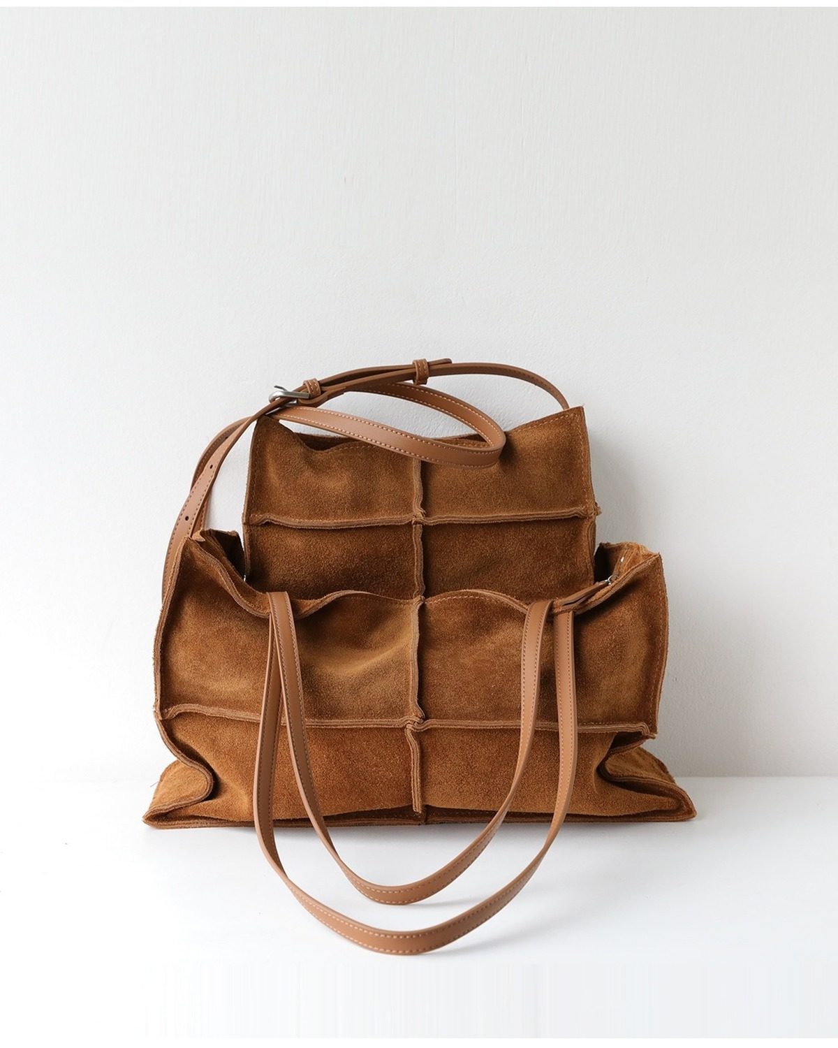 Wildfool The Urbino Patchwork Tote in Caramel, front view