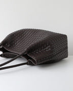 Wildfool The Vicenza Woven Tote in Espresso, laid flat