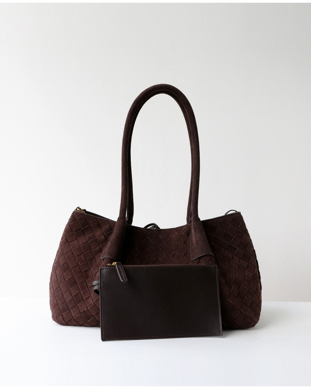 Wildfool The Arezzo Woven Tote in Espresso, back view
