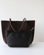Wildfool The Perugia Woven Tote in Chocolate, front view (2)