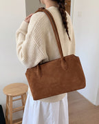 Wildfool The Padova Shoulder Tote in Cognac, worn on the shoulder