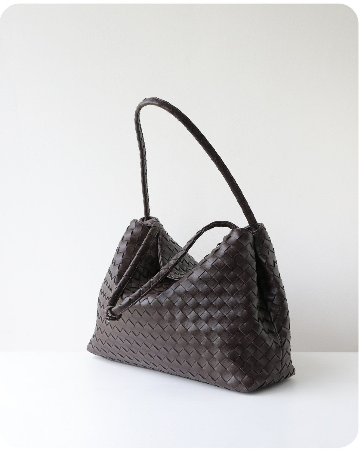 Wildfool The Treviso Woven Hobo in Espresso, three-quarter view (2)