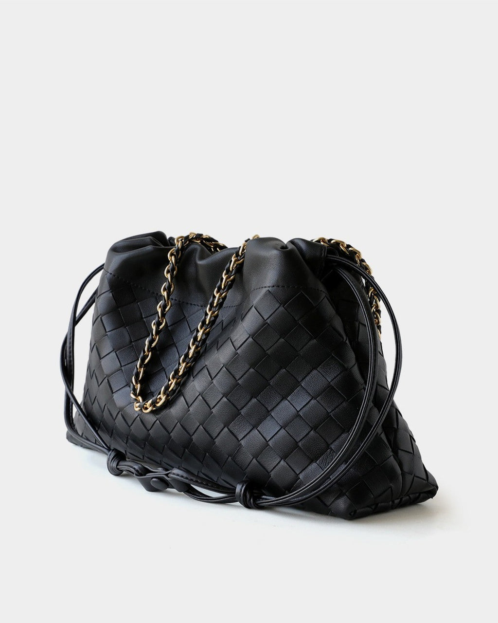 Wildfool The Assisi Chain Pouch in Black, three-quarter view