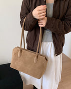 Wildfool The Padova Shoulder Tote in Sand, worn on the shoulder