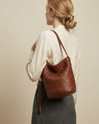 The Lecce Woven Bucket, herringbone woven bucket bag