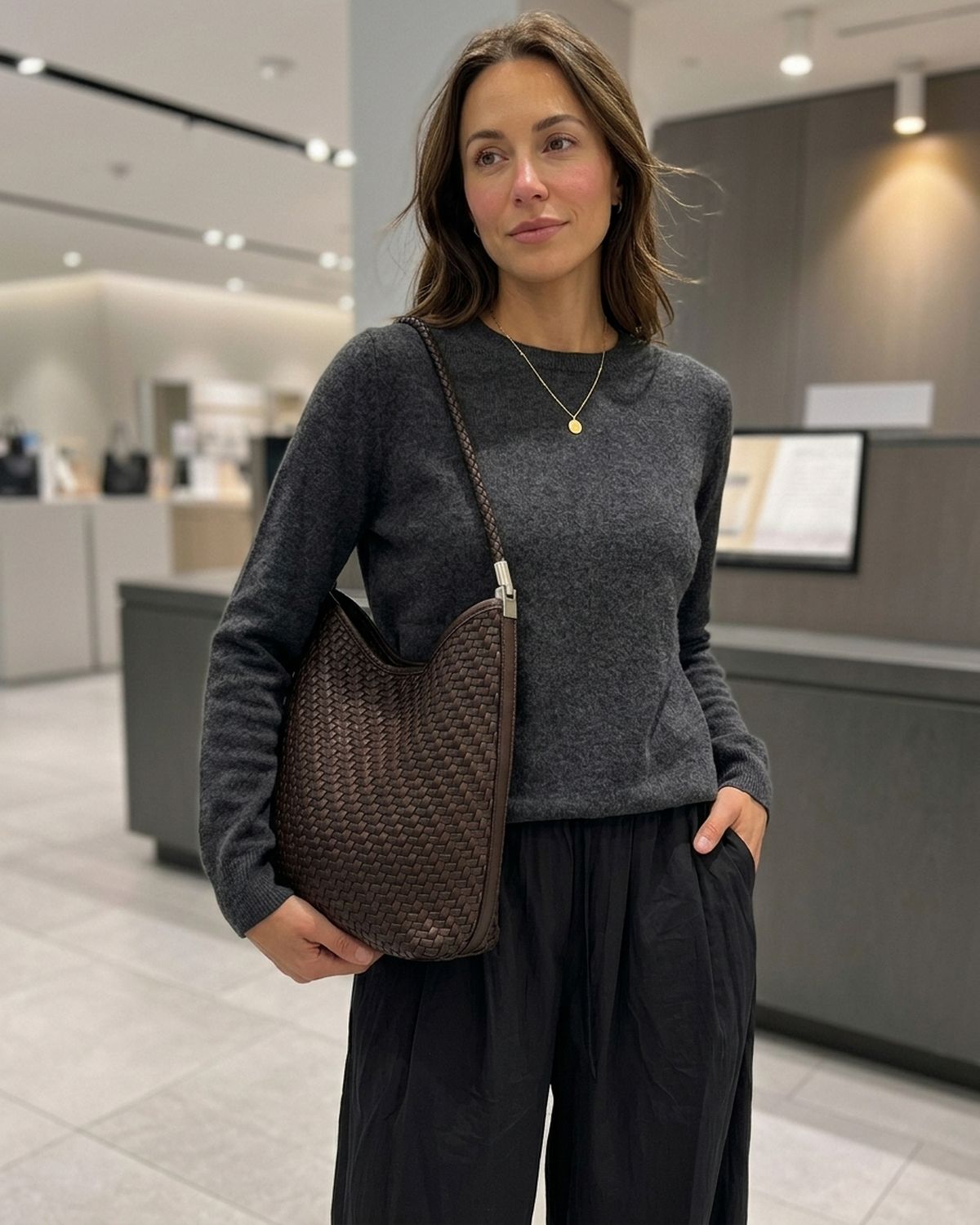 The Woven Leather Shoulder Bag