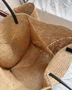 The Grand Market Tote - open interior, unlined hand-crocheted raffia