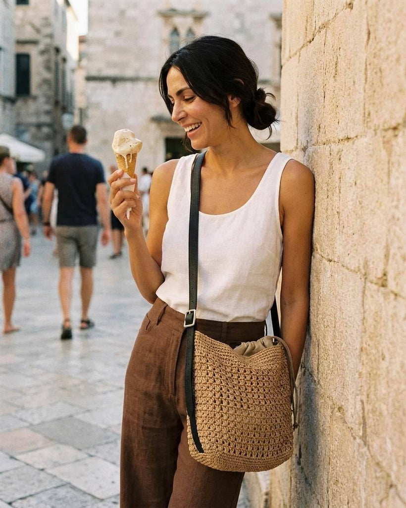 The Camogli Woven Bucket Crossbody