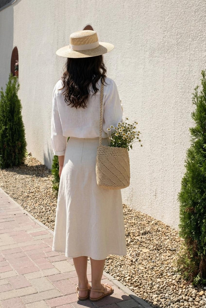The Scalloped Raffia Bucket Bag