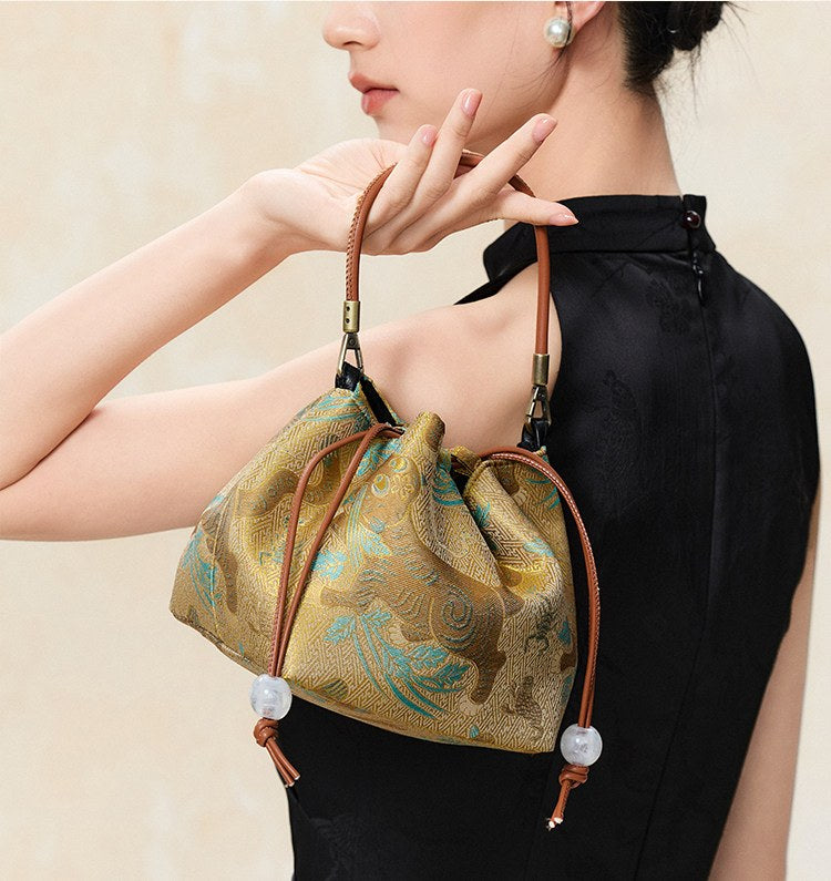 Wildfool The Brocade Bucket Bag — detail view