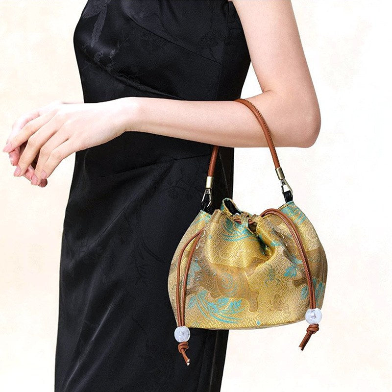 Wildfool The Brocade Bucket Bag — detail view