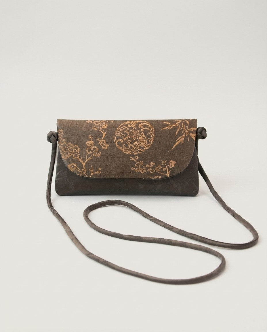 Wildfool The Brocade Flap Crossbody in Midnight Garden — silk-blend jacquard flap bag