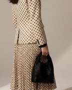 The Basketweave Leather Tote - Black