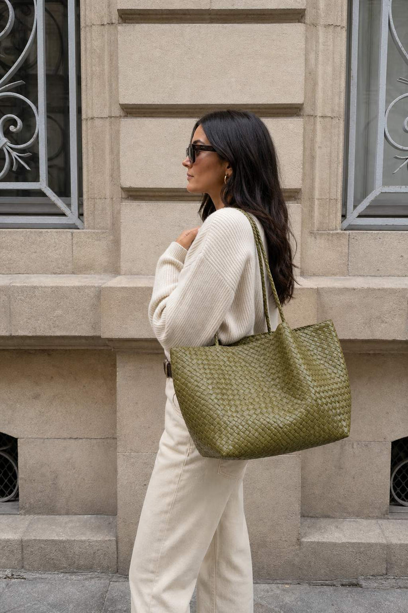 The Olive Leather Tote inspired