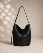 The Cognac Leather Tote - Black