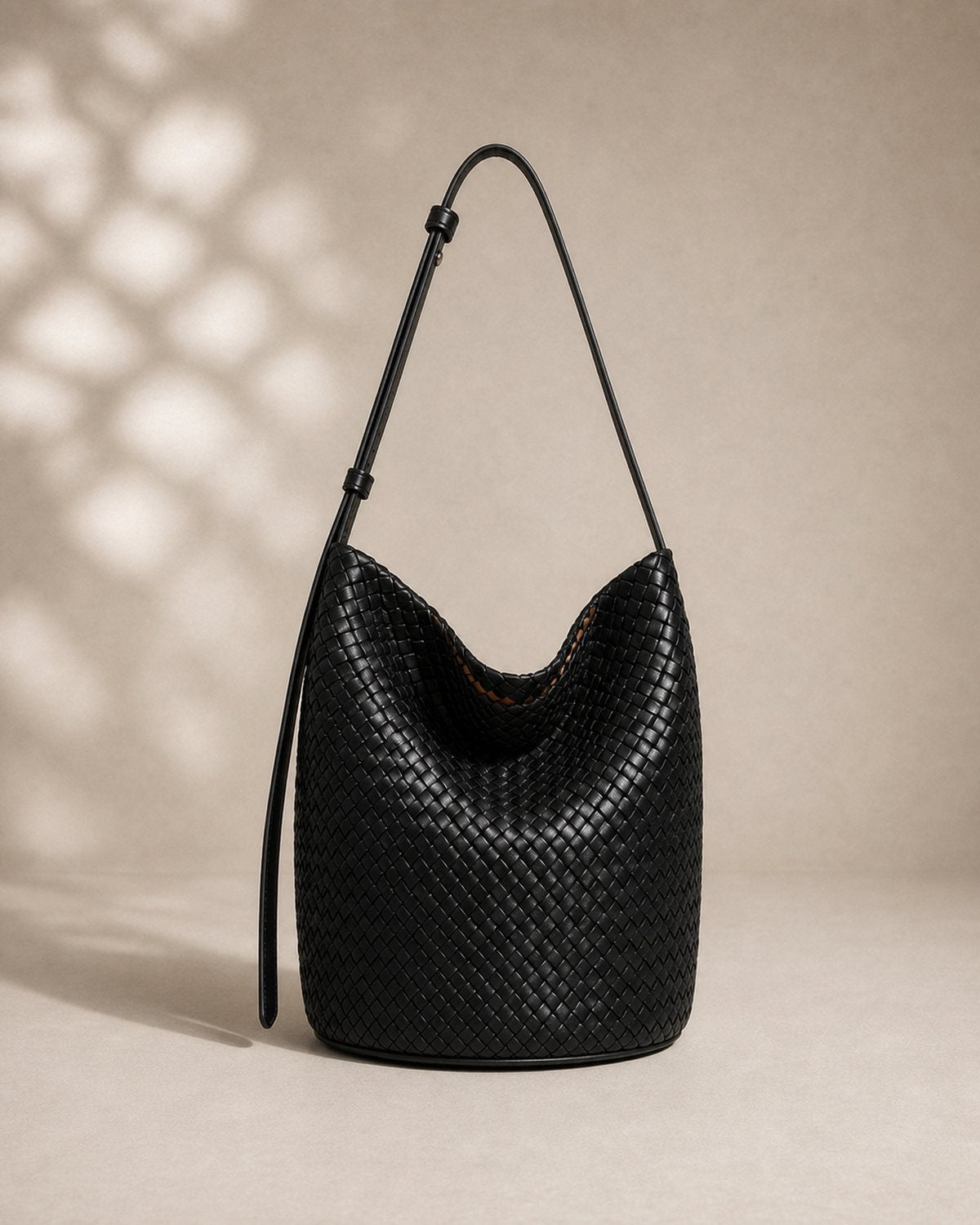 The Cognac Leather Tote - Black