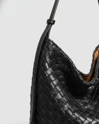 The Cognac Leather Tote - Black