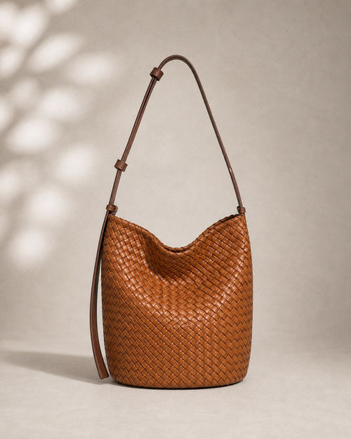 The Woven Leather Bucket Bag