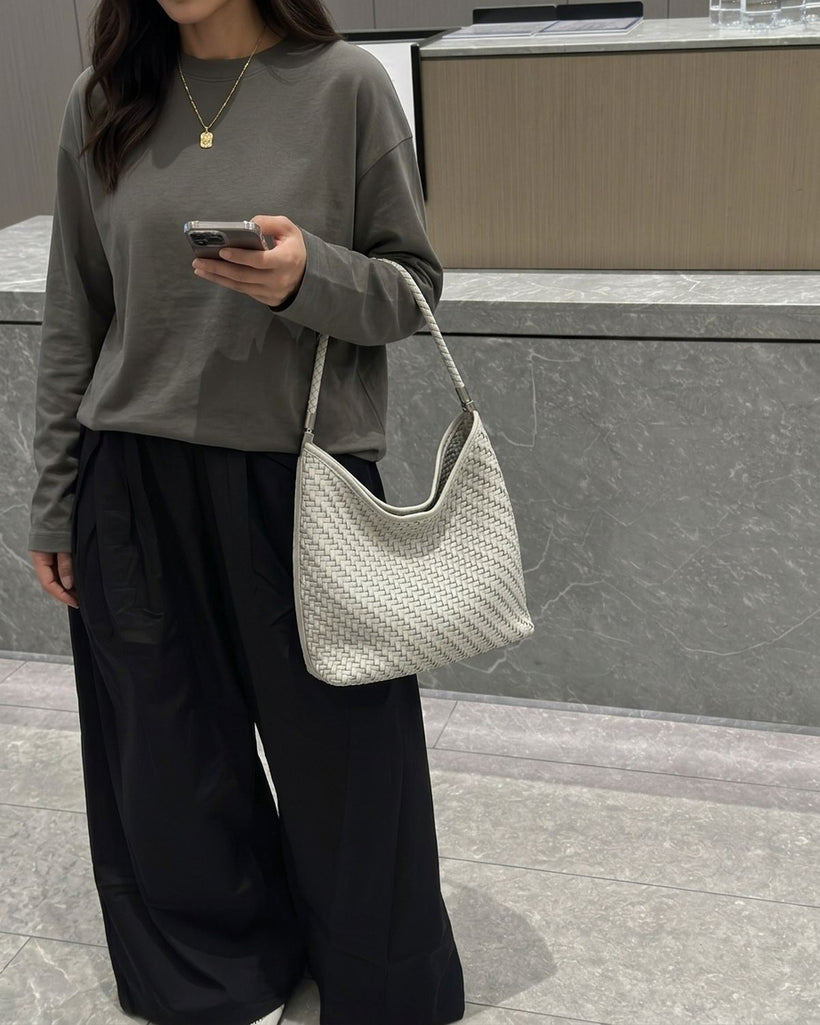 The Sage Woven Leather Bag inspired
