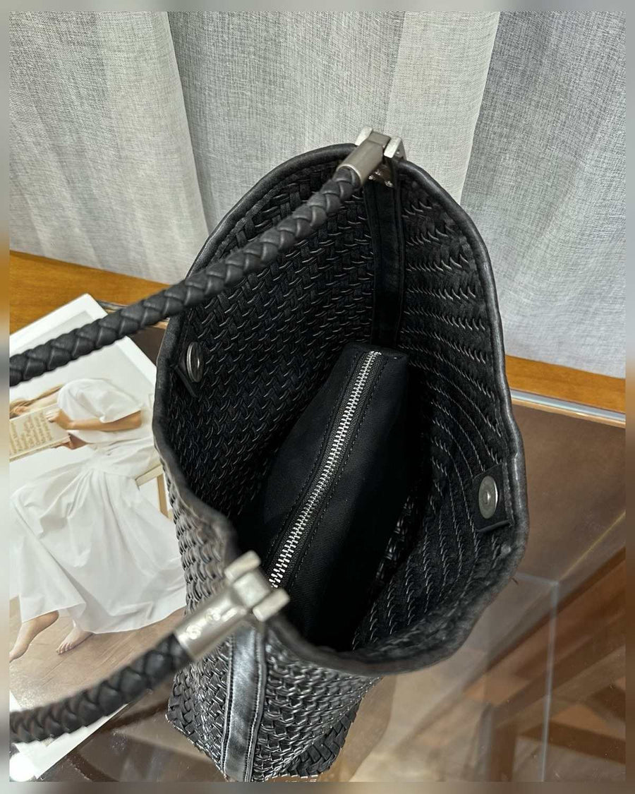 The Sage Woven Leather Bag detail