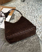 The Woven Leather Shoulder Bag - Espresso
