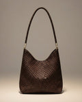 The Woven Leather Shoulder Bag - Espresso