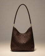The Woven Leather Shoulder Bag - Espresso