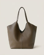 The Bologna Leather Tote — Elephant Grey · Large