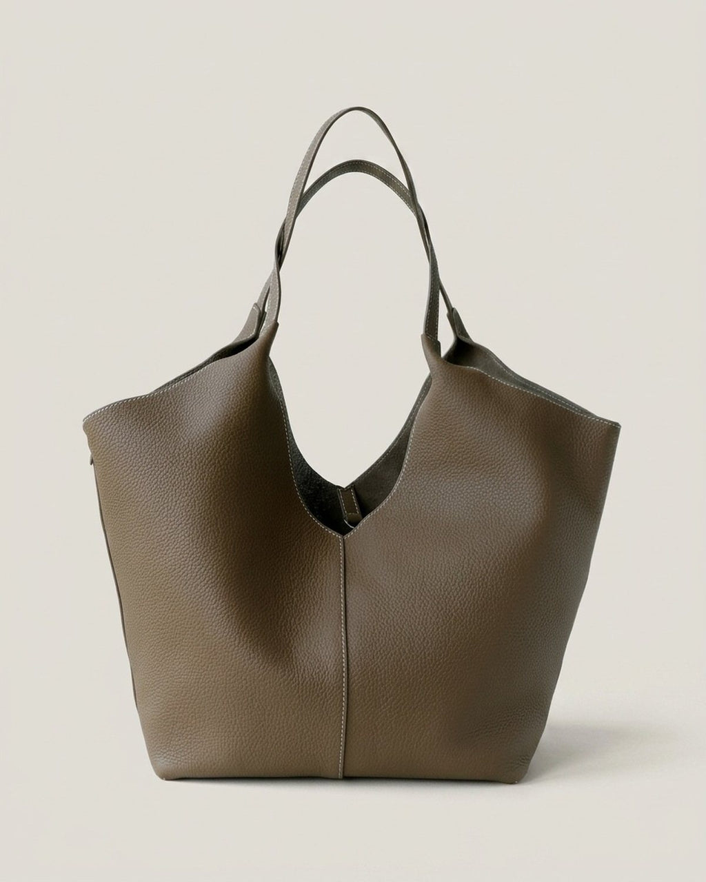 The Bologna Leather Tote — Elephant Grey · Small