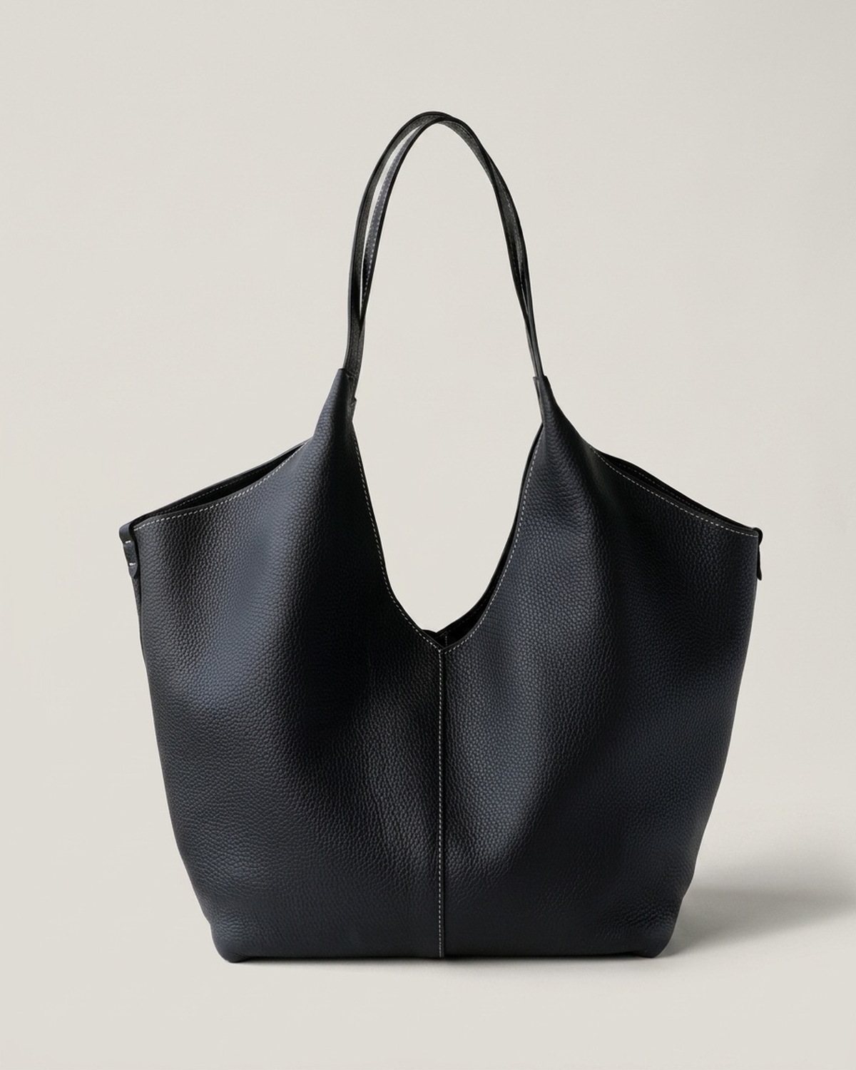 The Bologna Leather Tote — Black · Large