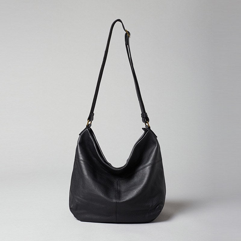 Wildfool The Ferrara Hobo in Black — soft top-grain leather hobo with wide strap