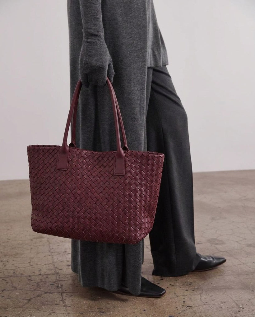 The Palermo Woven Tote — worn