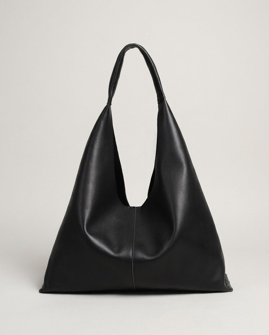 Wildfool The Como Slouch Tote in Black — soft unstructured leather shoulder bag