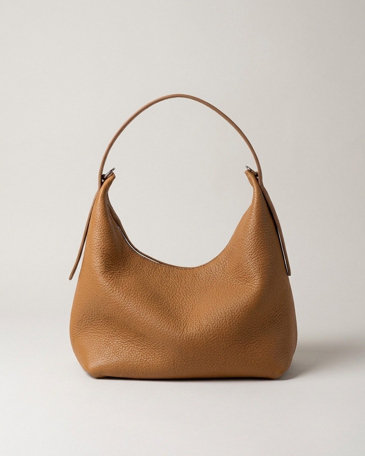 Wildfool The Lido Mini Hobo in Caramel — small pebbled leather hobo with wide top handle