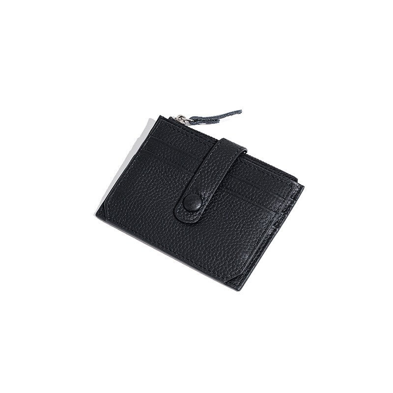 Wildfool The Modena Card Wallet in Black — pebbled leather card wallet with two-stud snap